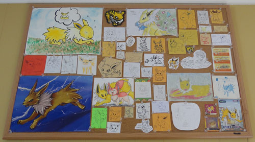Jolteon Pokemon Art on Cork Board